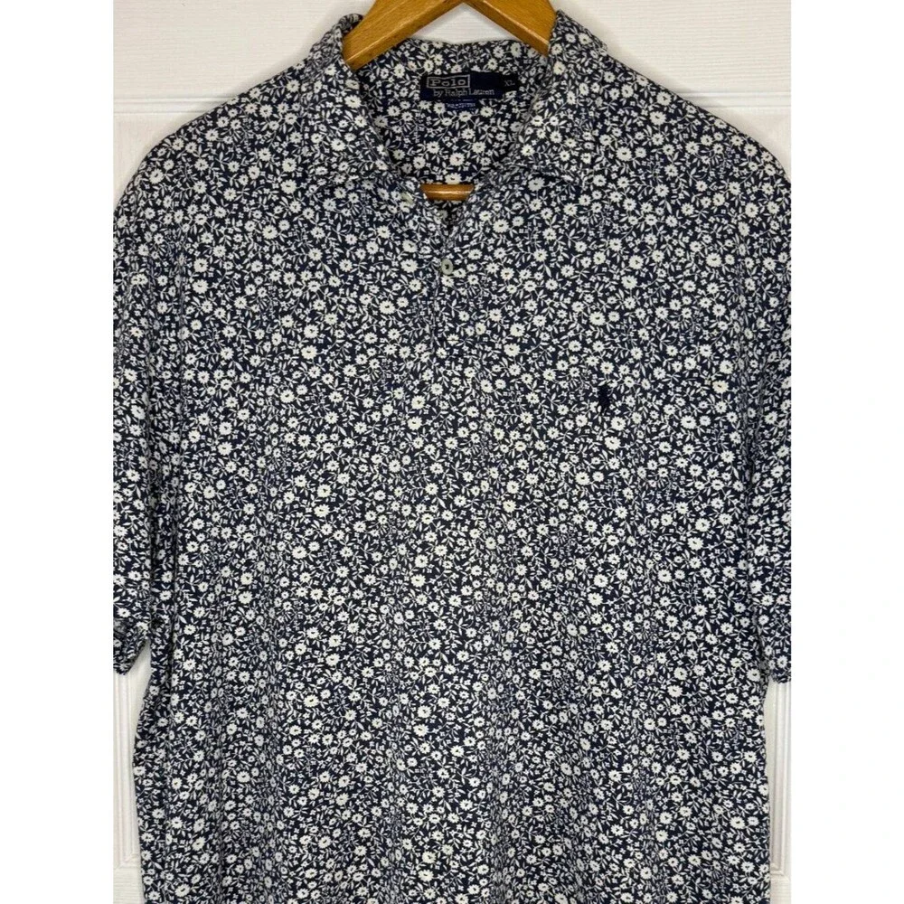 Vintage 2002 Polo Ralph Lauren Floral-Print Polo Shirt Size XL